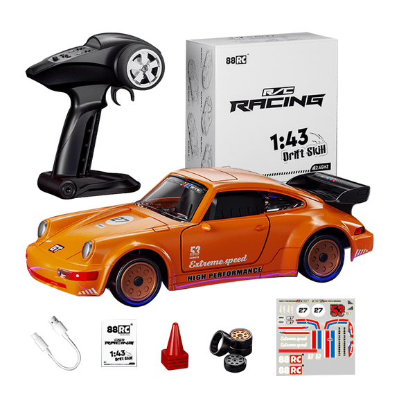 Mini RC Drift Car with Gyro, 1/43 Scale Remote Control Car Model with Openable Doors, Desktop Racing Vehicle for Hobbyists & Gifts