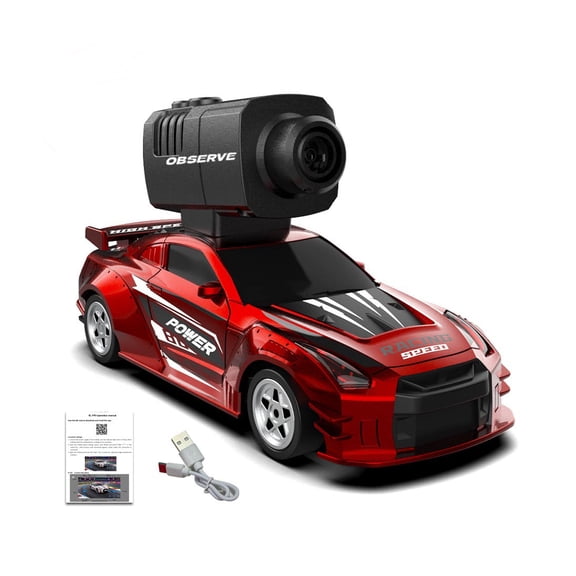 Mini RC Drift Car with HD Camera, App-Controlled 4WD Full-Proportional High-Speed Remote Control Car with Gyro and LED Lights for Adults