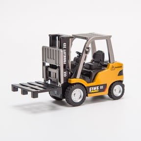 Mini RC Forklift Truck, 1/64 Scale Truck with Functional Lift, Cargo Hook, Forks, Pallet, Indoor Hobby Model for Enthusiasts, Gift for Adults and Teens (RTR/Yellow)