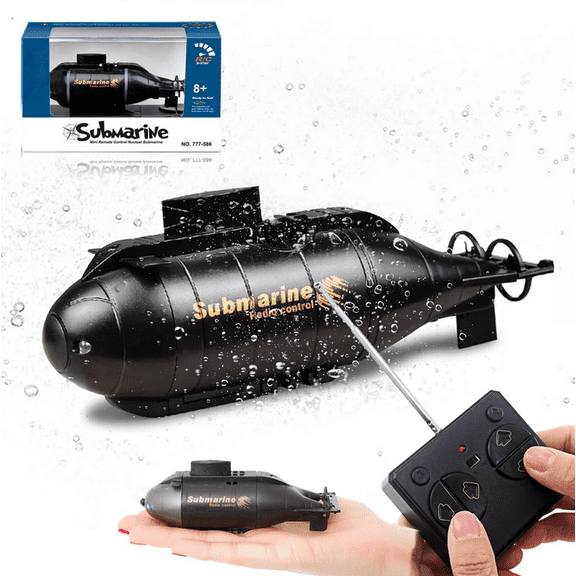 Mini RC Nuclear Submarine Boat 6CH Remote Control, Mini RC Submarine, Waterproof Race Style Vessel, Fine Simulation Model for Water Tank and Outdoor Water Activity A-Black