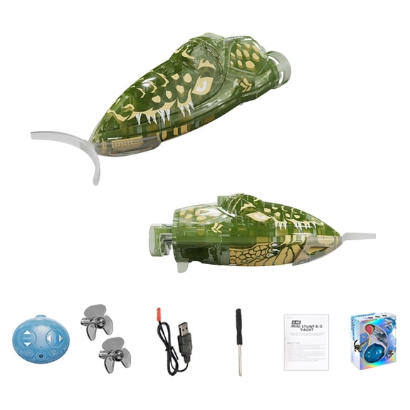 Mini RC Stunt Boat 2.4GHz with Lights and Water Ball, Green