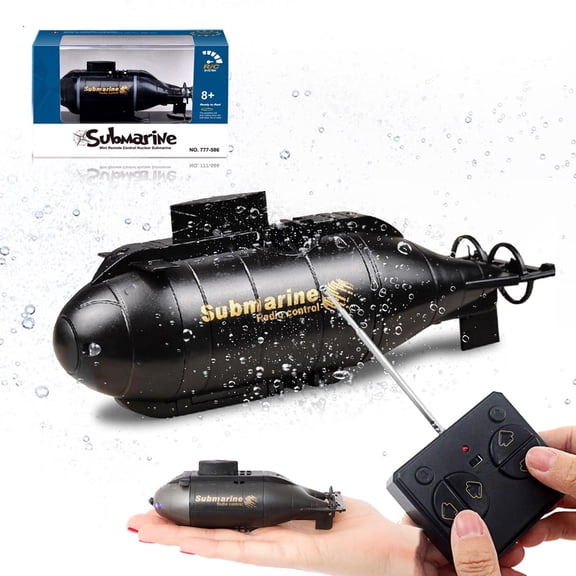 Funtogether Toys Mini RC Submarine Boat for Kids Ages 3+, 6CH Remote Control Waterproof Diving Toy with LED Lights for Pools and Bathtubs