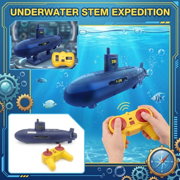 Mini RC Submarine, Mini RC Submarine, 6 Channel Waterproof Electric Diving Vessel with USB Charging, Detailed Simulation Model for Indoor and Outdoor Water Use B-Blue