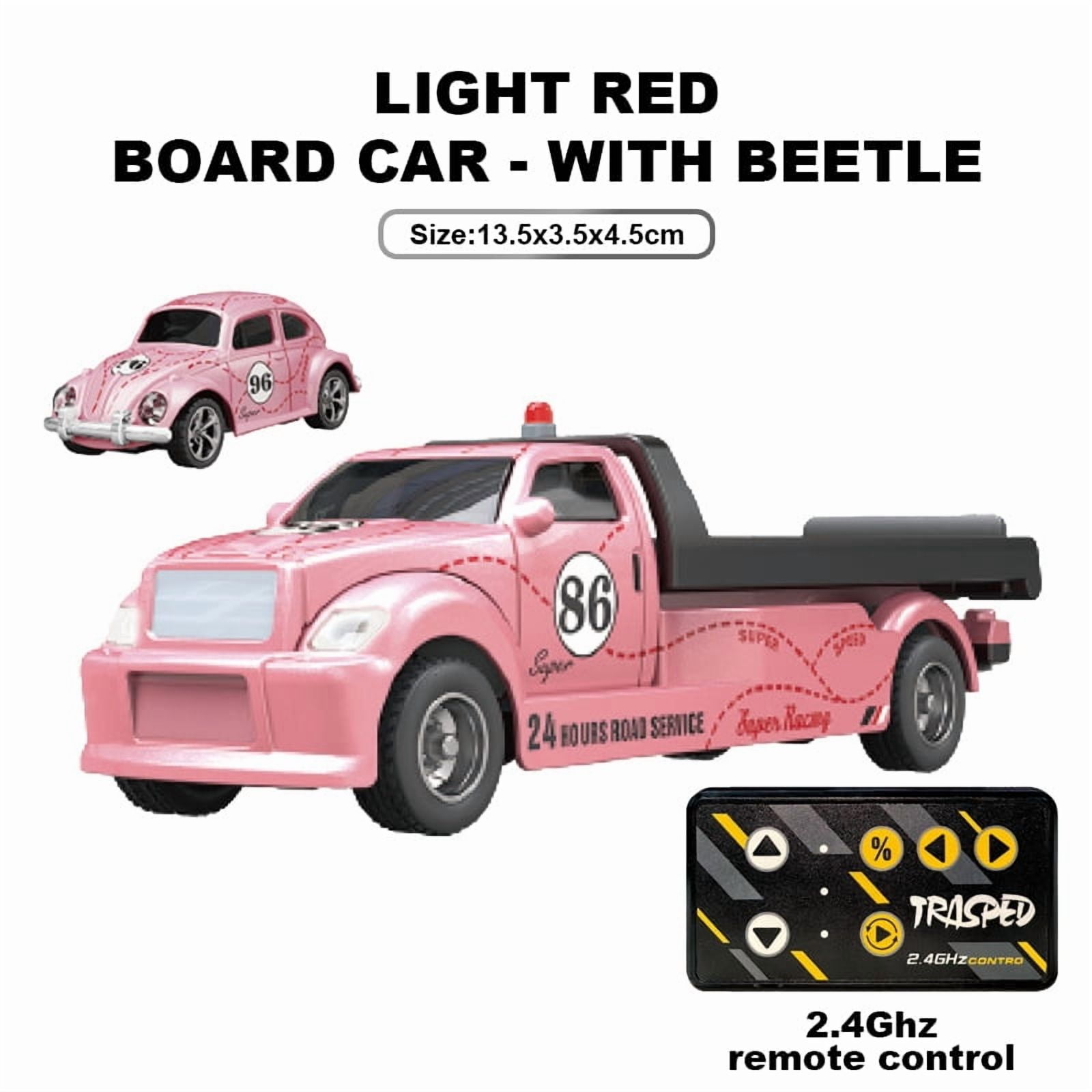 Mini RC Truck,1:64 Scale Car,Remote Control Car with Lights, 2.4Ghz Rc Truck with Trailer,Speed/Steering Adjustable