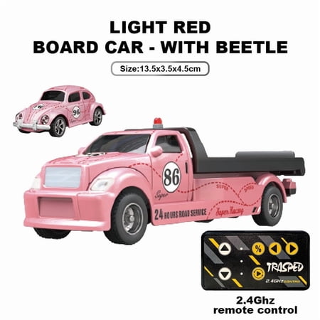 Mini RC Truck,1:64 Scale Car,Remote Control Car with Lights, 2.4Ghz Rc Truck with Trailer,Speed/Steering Adjustable