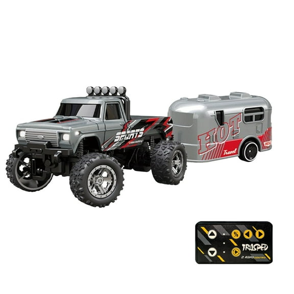 Mini RC Truck with Trailer | 1:64 Alloy Scale Remote Control Semi Truck Car | 2.4GHz Precision Controller | USB Rechargeable Battery | Headlights & Taillights | Toy Gifts | 6 Colors