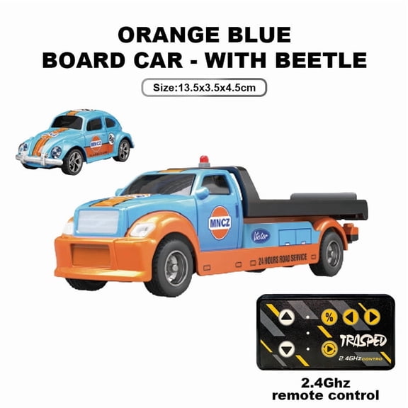 Mini RC Truck with Trailer,1:64 Scale Remote Control Car with Lights, Speed/Steering Adjustable for Kids Gifts
