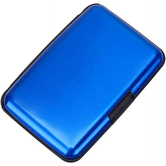 Mini Wallet Credit Cards Holder Business Card Case ID Case for Men Women (Blue)