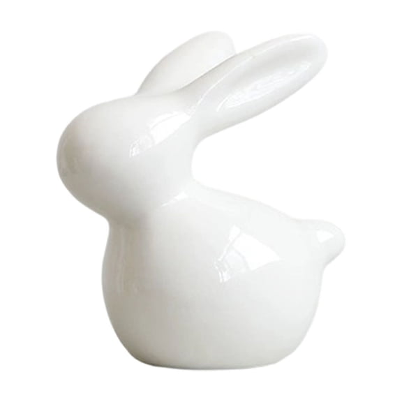 Mini Rabbit Figurines, Ceramic Porcelain Easter White Bunny Decoration for Home, Tabletop Ornament, Cute Easter Gift (C)