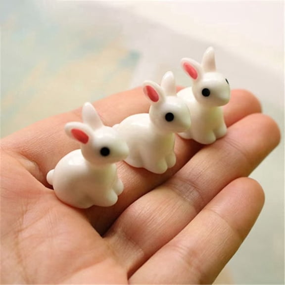 100 PCS Mini Rabbit Figurines - Resin Bunny Miniatures for Fairy Gardens,Easter Egg Fillers,and Miniature Decor