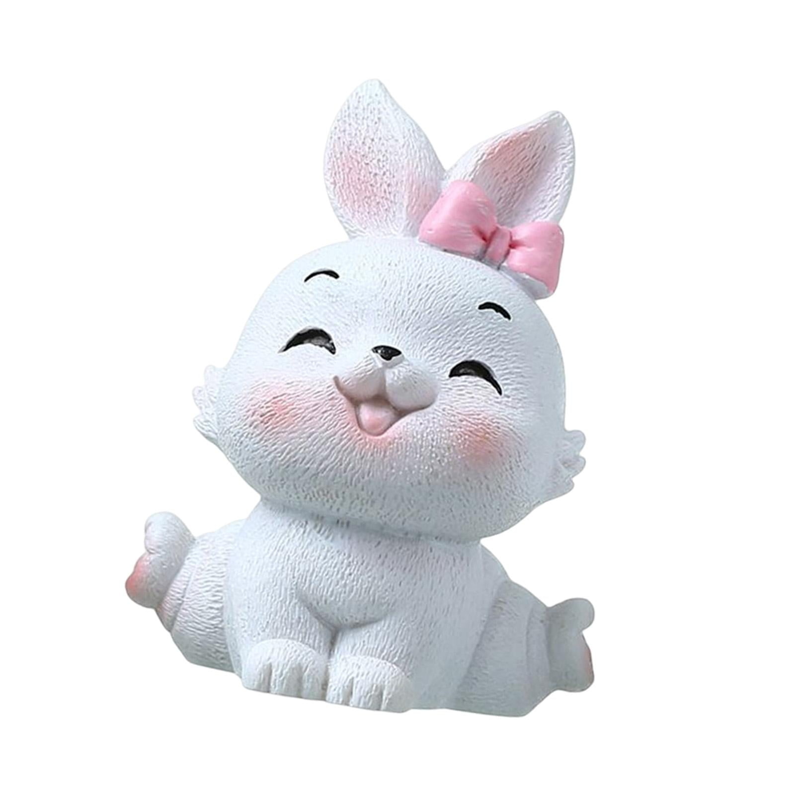 Mini Rabbit Statue Small Bunny Figurine Ornament Craft Animal Sculpture