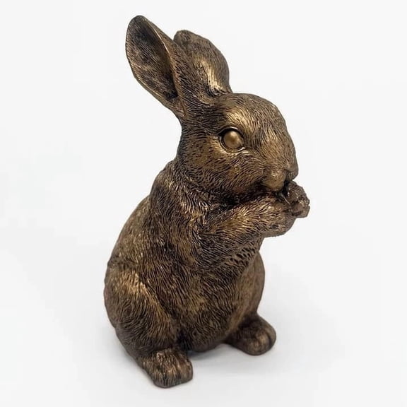 Mini Rabbit Table Figurine, 4.75in Adorable Easter Desktop Bunny Statue, Small Decorative Animal Ornament, Lovely Craft for Home, Office, Desk, Shelf, Spring & Festival Decoration, Gold