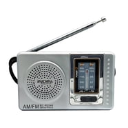 GPX Compact Portable AM/FM Radio with Aux-in, Digital Clock, and ...