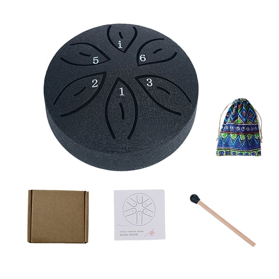 Mini Rain Drum, 6-Tone Steel Tongue Drum, Portable Small Percussion Instrument with Storage Bag, Lightweight Durable Musical Instrument for Practice and Performance