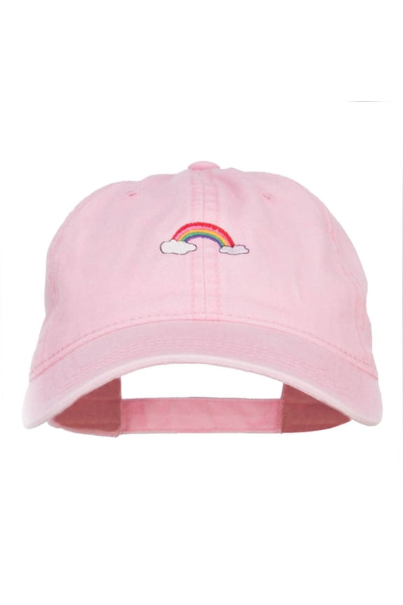 Mini Rainbow Embroidered Washed Cap - Pink OSFM