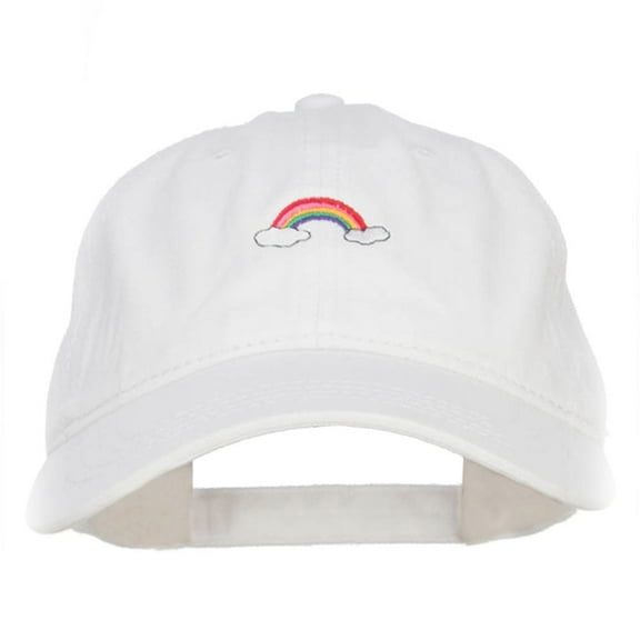 Mini Rainbow Embroidered Washed Cap - White OSFM