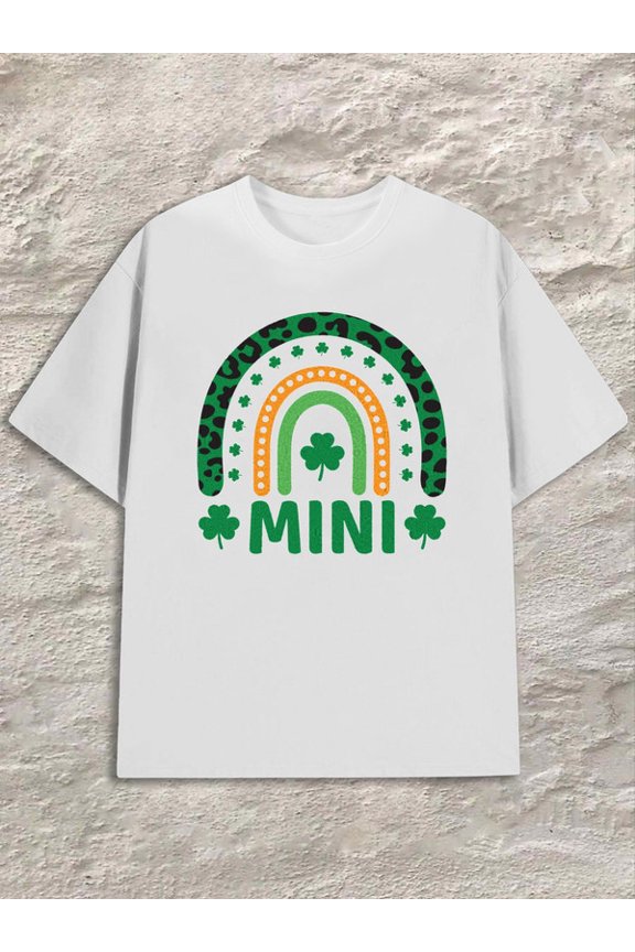 Mini Rainbow Men's white Breathable fabric, round neck, short sleeves Basic Unisex Shirt Graphic Tee tshirts Fashion Unisex Shirt Crewneck tshirts