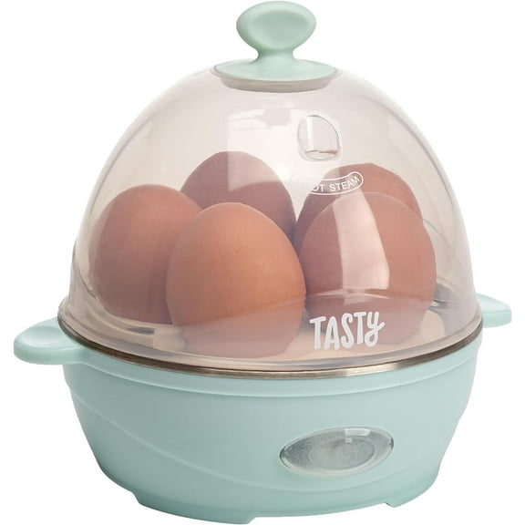 Mini Rapid Egg Cooker, 5-Egg Capacity for Perfect Hard Boiled Eggs or Omelets, Auto Shut Off, Aqua