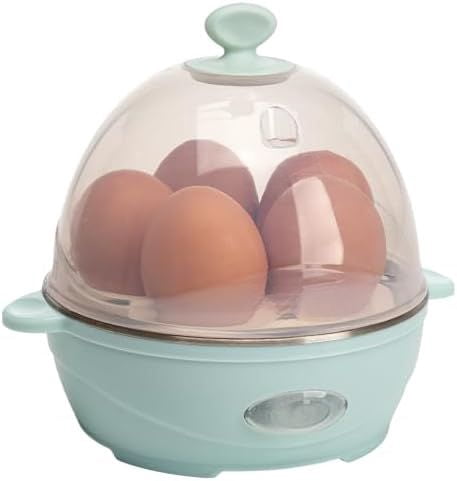 Mini Rapid Egg Cooker, 5-Egg Capacity for Perfect Hard Boiled Eggs or Omelets, Auto Shut Off, Aqua
