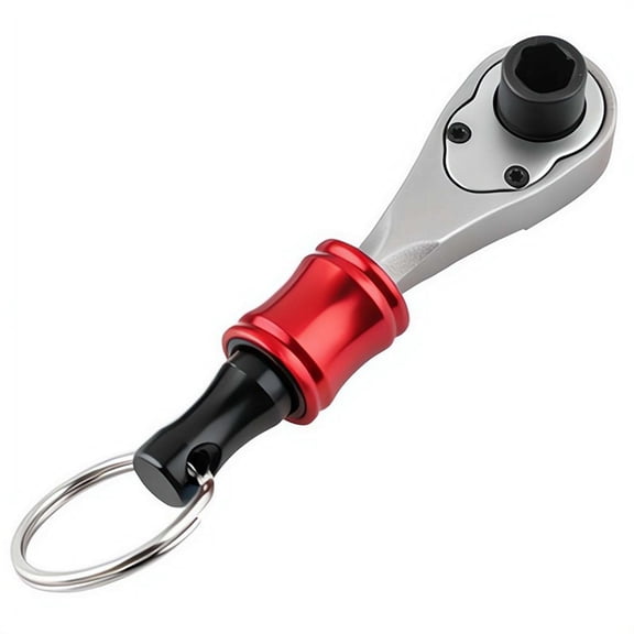 Mini Ratchet Wrench, 1/4" Hex End EDC Multitool Accessory with Bit Holder Keychain, Portable 2.5-8mm Allen Hex Wrench, Quick Release Magnetic Bit Driver for DIY, Bike & Home Repair