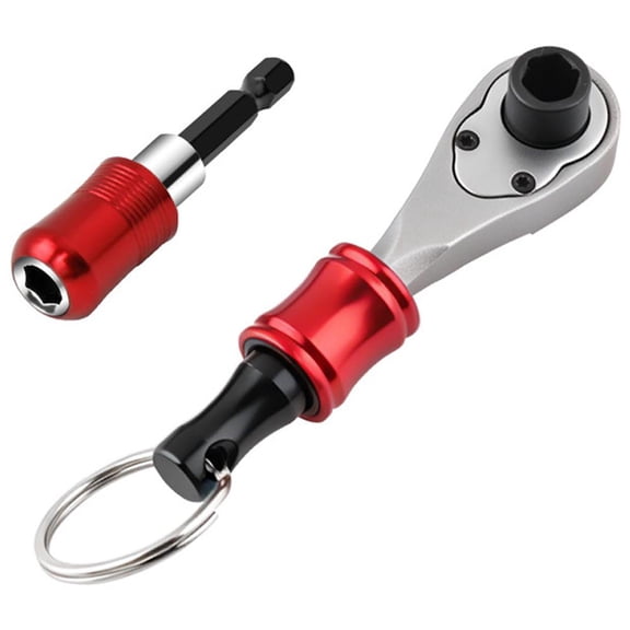 Mini Ratchet Wrench, 1/4 Hex End Multitool Accessory with Bit Holder Keychain, Portable 2.5-8mm Allen Hex Wrench, Quick Release Magnetic Bit Driver for DIY, Bike & Home Repair