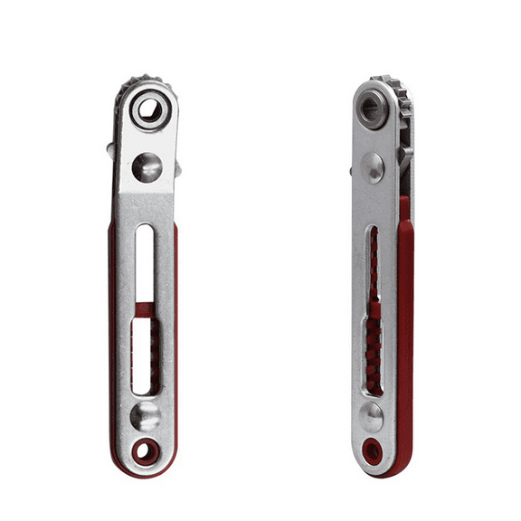 Mini Ratchet Wrench 1/4 Inch Drive Socket Hex Screwdriver Bit Dual Head Ratchet Wrench Tool with Two Bit Heads Straight,1 x Ratchet Wrench 2 x Bit,Silver&Red