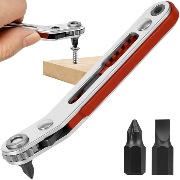 Mini Ratchet Wrench Screwdriver Set 1/4 Inch Hex Bit Drive Magnetic Small Ratcheting Offset Screwdrivers for Tight Areas Repairs