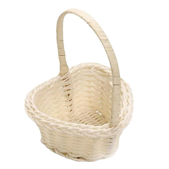 Mini Rattan Braided Flower Basket with Handle, Woven Wedding Aesthetics Photo Prop for Small Items Storage