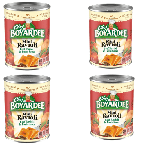 Mini Ravioli, Beef Ravioli in Pasta Sauce, Ready-to-Eat Meal, 15 oz. Can (4 Pack)