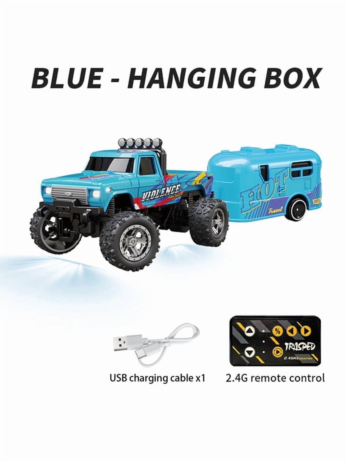 Mini Rc Monster Truck, 1:64 Scale Monster Truck Remote Control Car with Lights, 2.4Ghz Remote Control, Mini Alloy Monster Truck Rc, Speed/Steering Adjustable