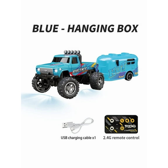 Mini Rc Monster Truck, 1:64 Scale Monster Truck Remote Control Car with Lights, 2.4Ghz Remote Control, Mini Alloy Monster Truck Rc, Speed/Steering Adjustable