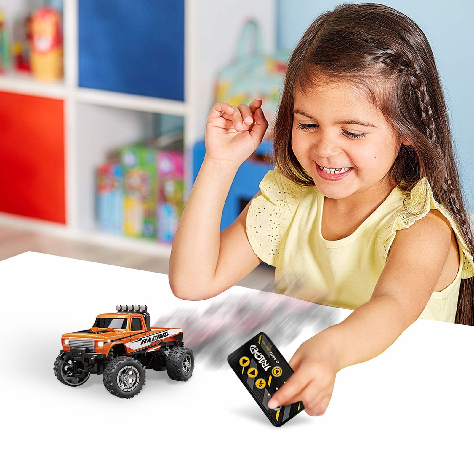 Mini Rc Monster Truck, Mini Rc Remote Control Truck , 1/64 Scale Monster Truck with Lights, 2