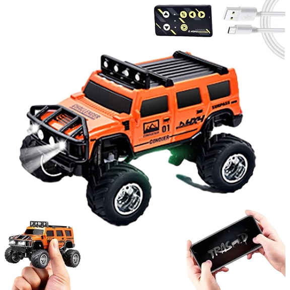Mini Rc Off-Road Truck with Lights, 1:64 Mini Rc Monster Truck, 2.4ghz Remote and App Control Toy Car, 3-Speed Adjustment, Indoor/Outdoor Racing Toy Truck