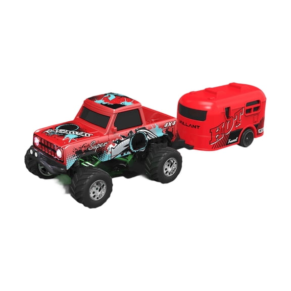Mini Rc Truck, 1:64 Scale Monster Truck Remote Control Car with Lights, 2.4Ghz Remote Control, Mini Alloy Monster Truck Rc, Speed/Steering Adjustable