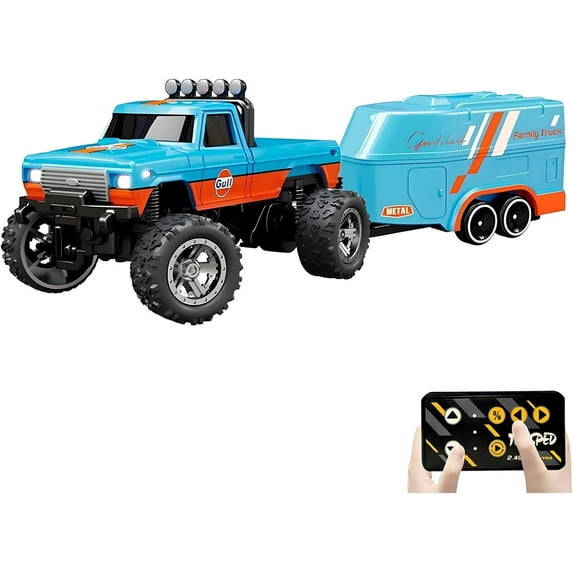 Mini Rc Truck, Mini RC Monster Truck, 1:64 Scale Monster Truck Remote Control Car with Lights, 2.4Ghz Remote Control, Speed/Steering Adjustable