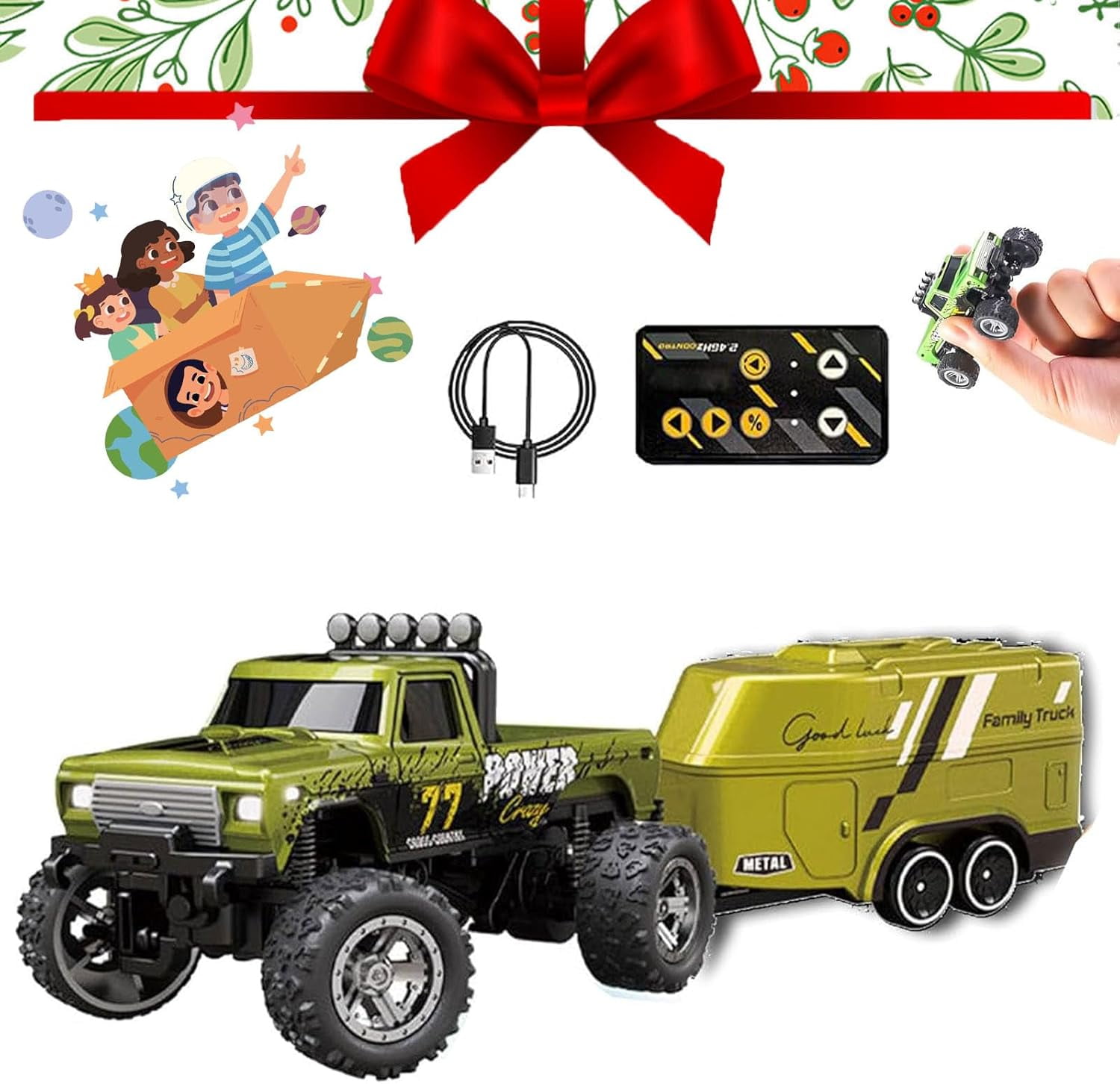 Mini Rc Truck with Trailer, Mini Rc Monster Truck, Monster Truck Toys ...