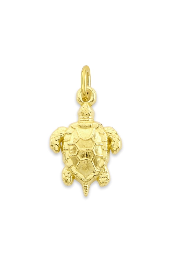 Solid 14k Gold Turtle Charm with Jump Ring