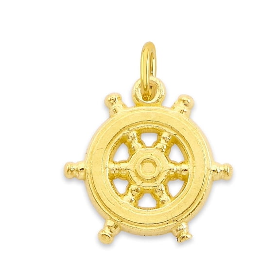 Golden Fire Solid 14k Gold Dharma Wheel Charm
