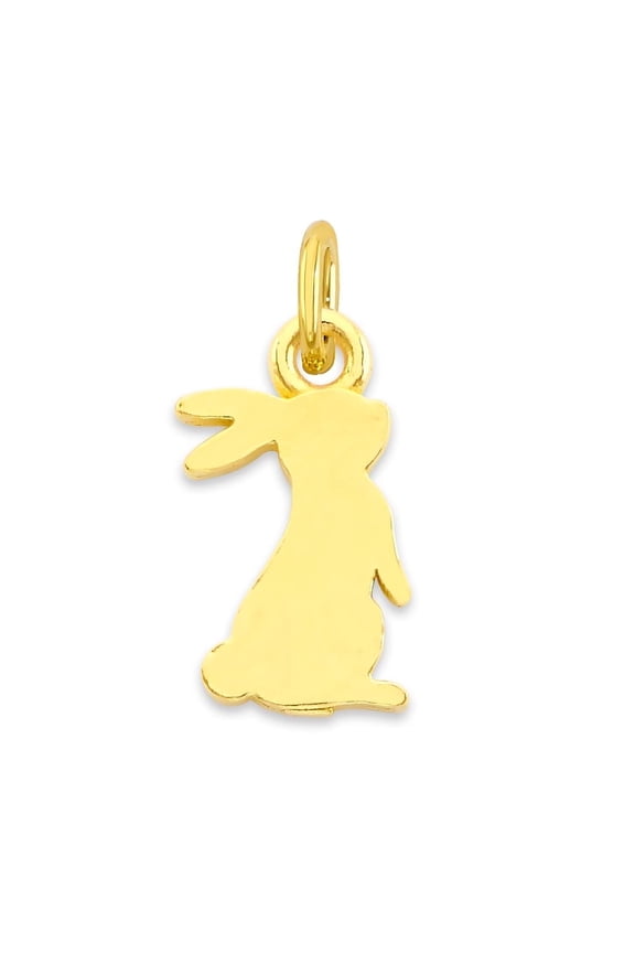 Solid 14k Gold Rabbit Charm - Symbolic Animal Jewelry Gifts for Women