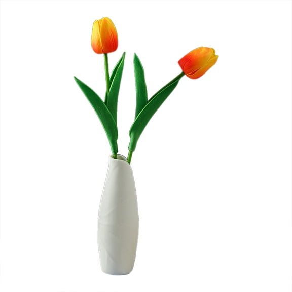 Mini Realistic PU Tulip Artificial Flower Spring Easter Wedding Party Home Decor for Centerpieces Table Decor Bridal Bouquets DIY Crafts Gift Reusable Long Lasting Fade Resistant (No Vase)