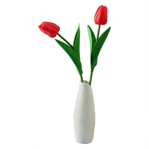 Mini Realistic PU Tulip Artificial Flower Spring Easter Wedding Party Home Decor for Centerpieces Table Decor Bridal Bouquets DIY Crafts Gift Reusable Long Lasting Fade Resistant (No Vase)