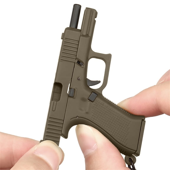Mini Realistic Pis-tol Keychain - Detachable Magazine & Clickable Trigger - Perfect for Easter Egg Fillers & Tactical Gifts(Brown)