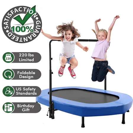 Mini Rebounder Trampoline with Adjustable Handle for 2 Kids and Adults, Exercise Trampoline for Indoor/Garden/Workout Cardio Max Load 220 lbs