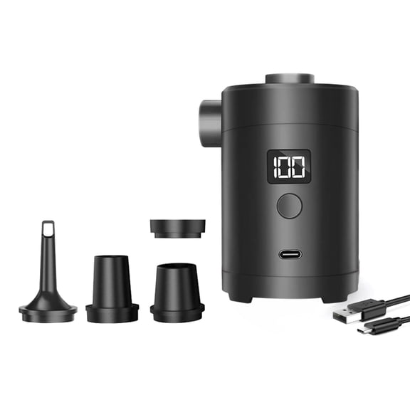 Portable Rechargeable Electric Air Pumps LCD Display for Camping Hiking Outdoor Gear Fast Inflation with Multiple Nozzle