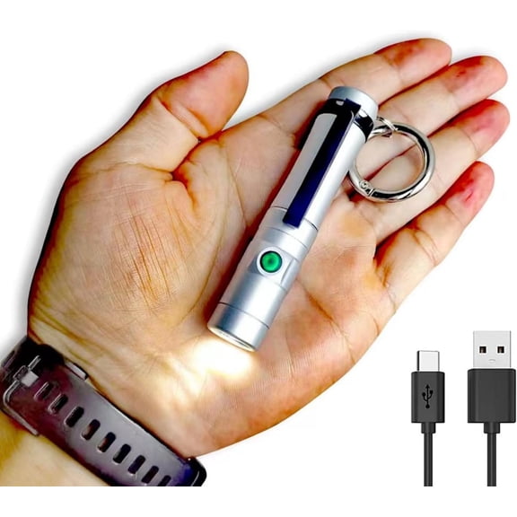 Mini Rechargeable Flashlight USB C Bright Key Light Portable Pocket Flashlight for EDC, Walking, Hiking,Camping,()