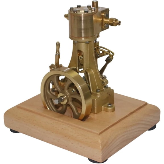 Mini Reciprocating Double-Acting Steam Engine Model, Retro Brass Mechanical Engine Kit without Boiler, Desktop Steam Power Model for STEM Education and Physics Demonstration