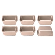Mini Rectangular Cake Pan Set   6-Piece Non-Stick Bread Loaf Mold for Baking, Toast, Sandwich & Desserts | Carbon Steel, Champagne Gold 4.06x2.84x1.57in
