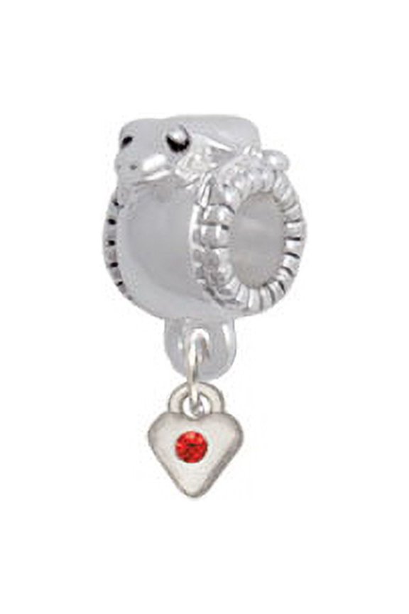 Mini Red Birthday Crystal Heart - Frog Charm Bead