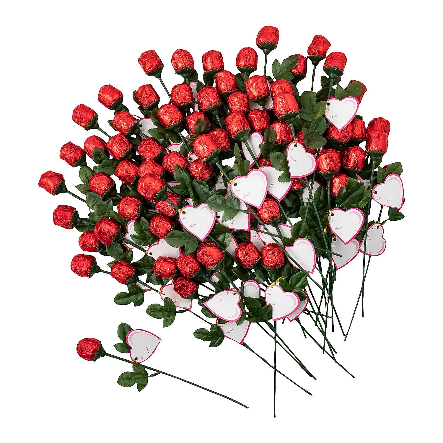 Mini Red FoilWrapped Chocolate Roses Bulk 72 pc