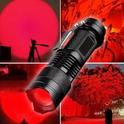Mini Red LED Flashlight - Portable Clip On Flashlight, High Lumen Adjustable Zoom Flashlight with Clip, Aluminum EDC Flashlight for Astronomy Campi...